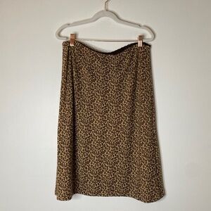 VINTAGE GAP Leopard Print Tan Wool Blend Pull On Pencil Skirt Size Large